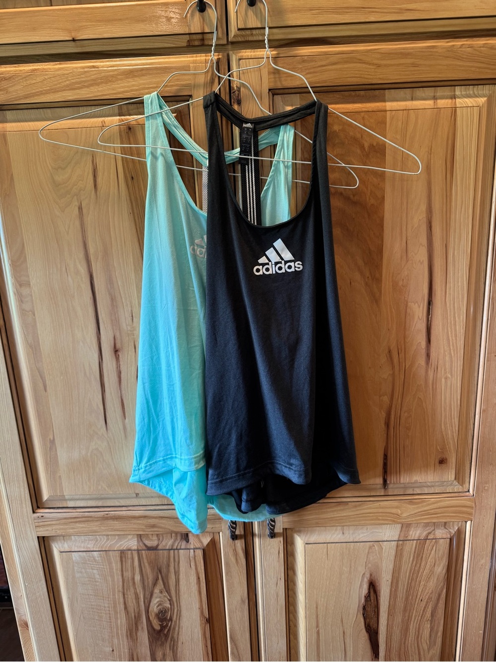 adidas Black & Aqua Racerback Tanks